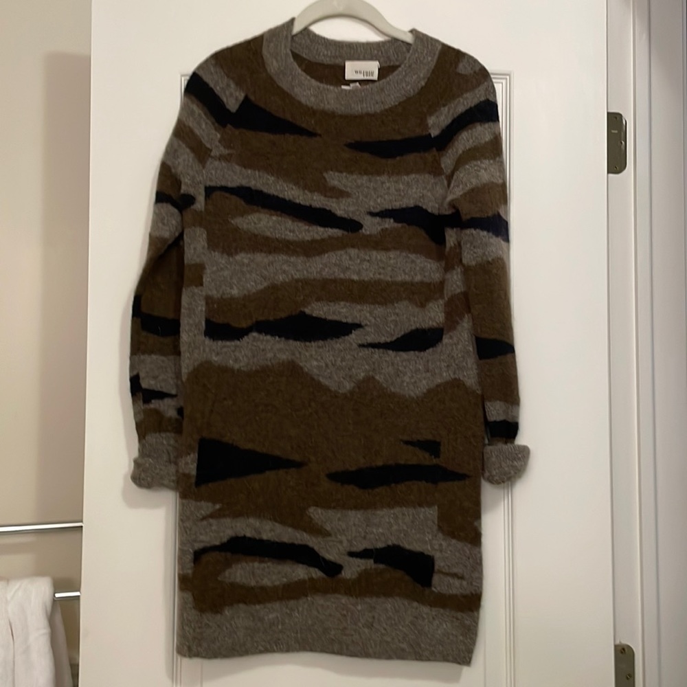 NWOT Aritzia Wilfred Free Alpaca Wool-Blend Long Camouflage Pullover Sweater XXS